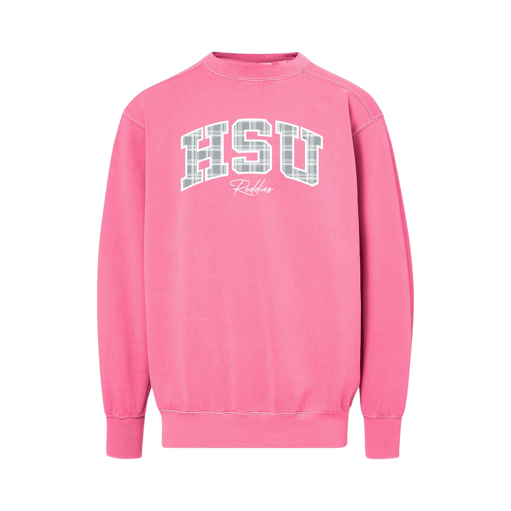 Product image 1 of 1 for HSU Reddies Plaid Applique Coastal Color Crewneck