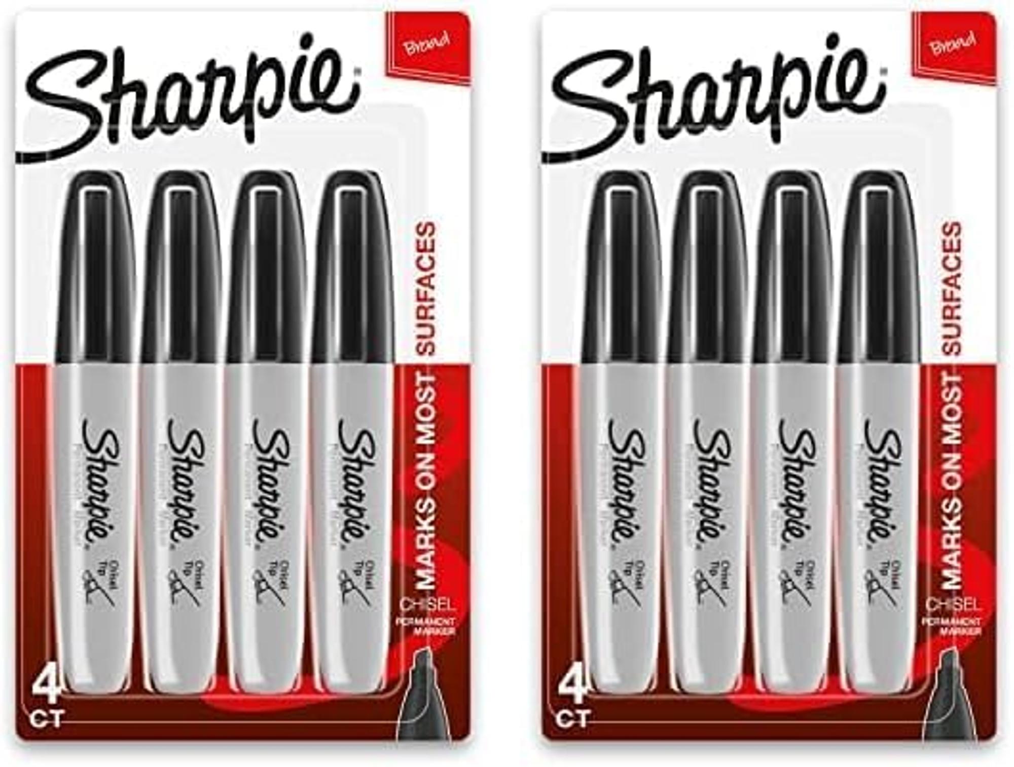 Product image 1 of 3 for SHARPIE Permanent Markers, Chisel Tip, Black, 4 Count