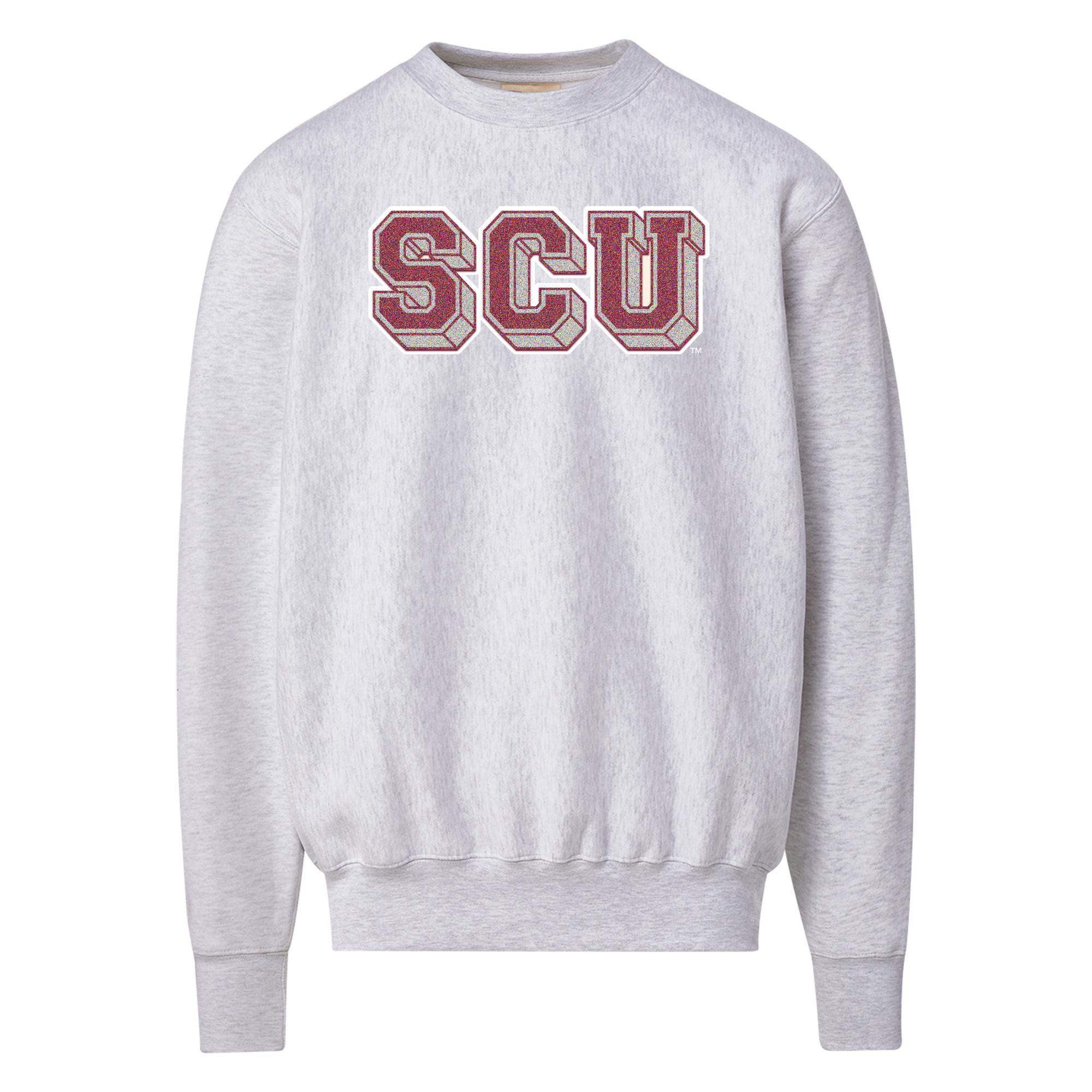 image of: Santa Clara University Chenille Applique Proweave Crew Sweatshirt, Marble Heather