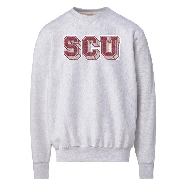 Santa Clara University Chenille Applique Proweave Crew Sweatshirt, Marble Heather; $69.98