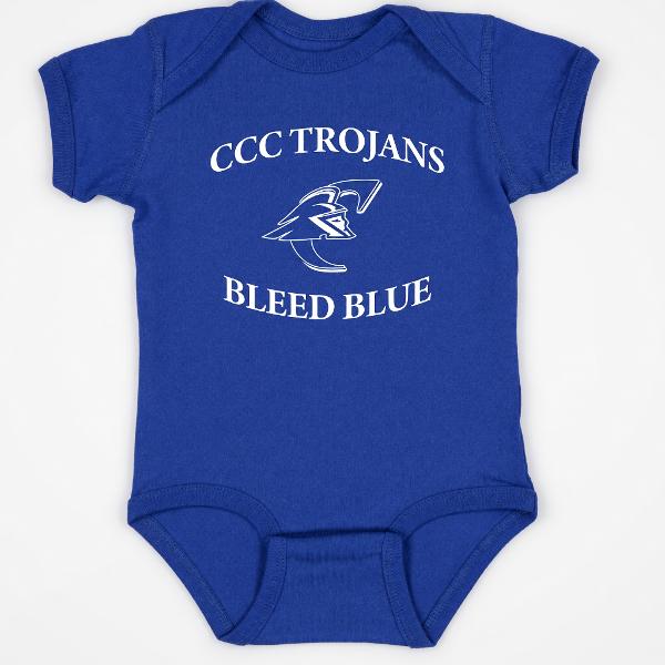 CCC Bleed Blue Infant Onesie; $17.50