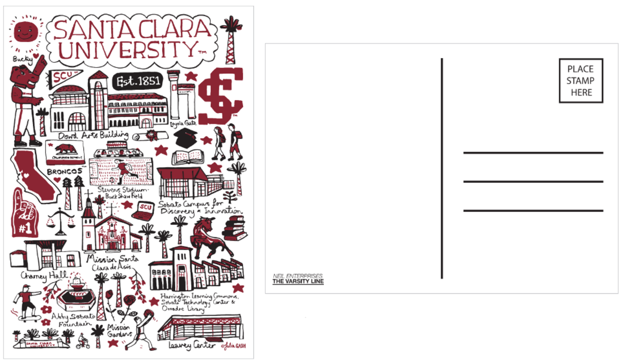 image of: Santa Clara University Julia Gash Post Card