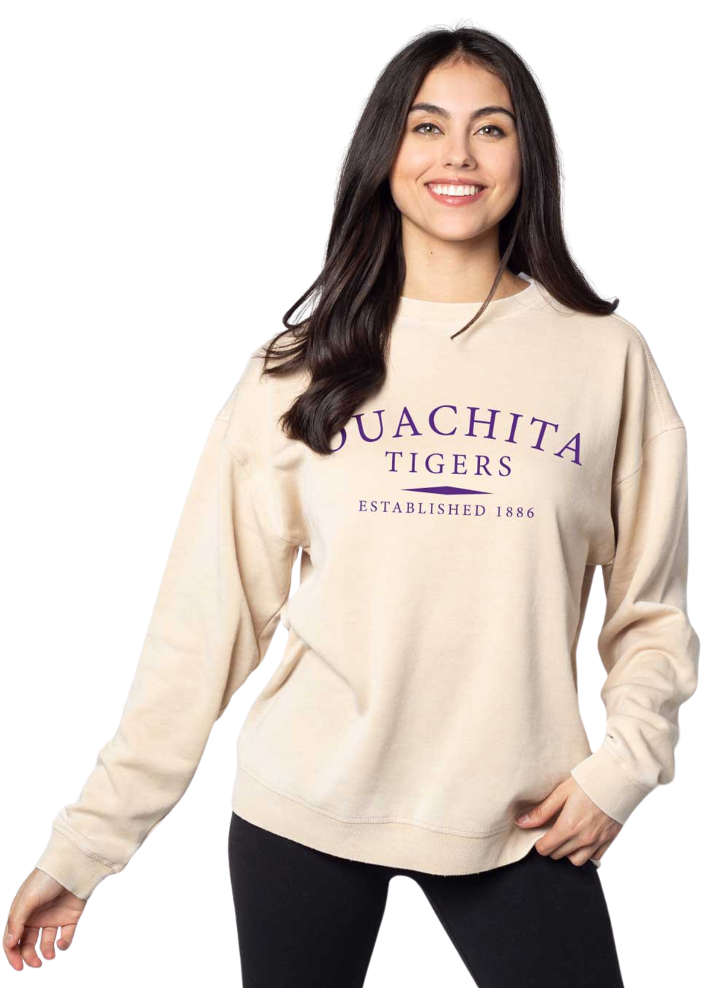 image of: Ouachita Tigers Women's Campus Crew Sweatshirt, Oatmeal