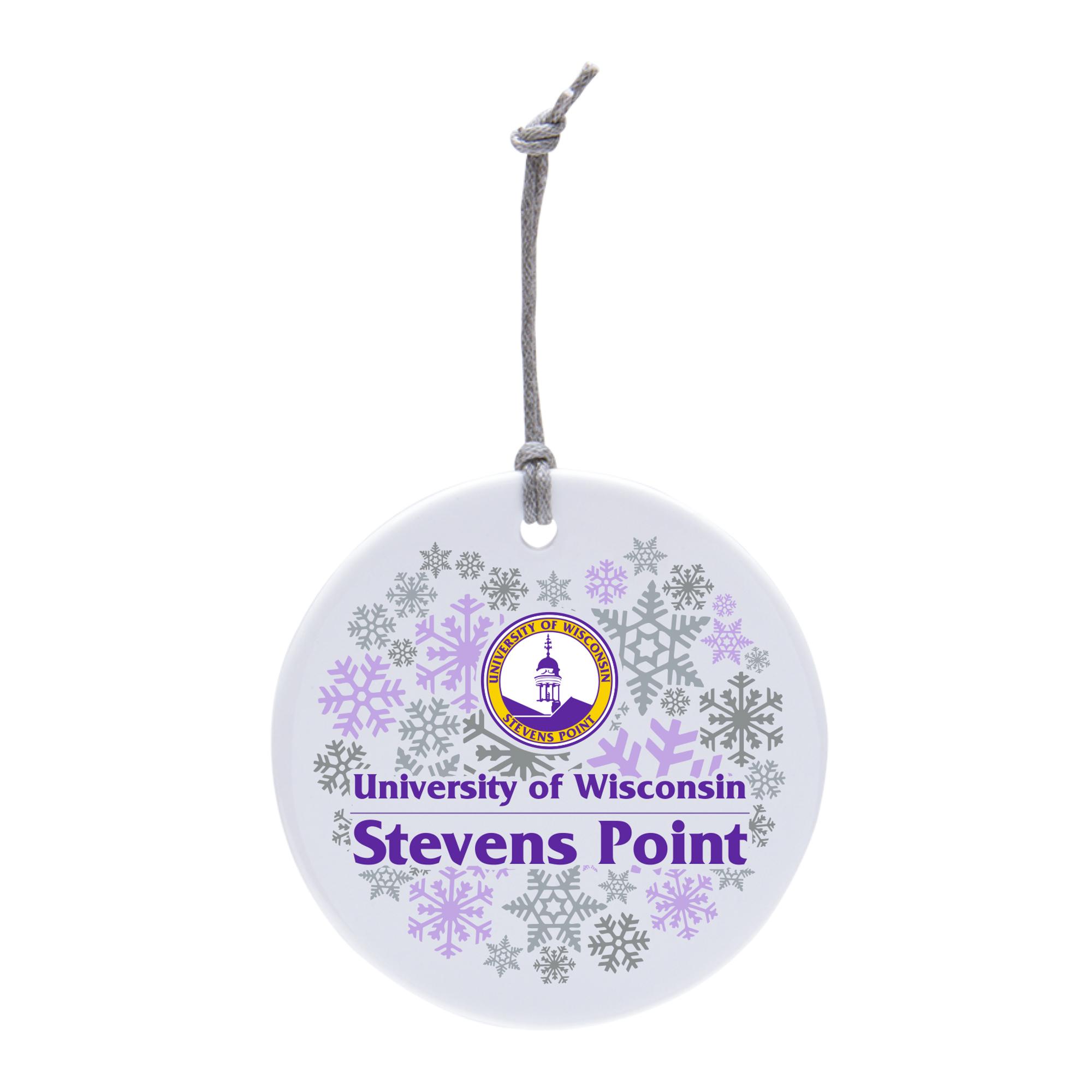 Product image 1 of 1 for UW- Stevens Point Circle Ceramic Ornament, White
