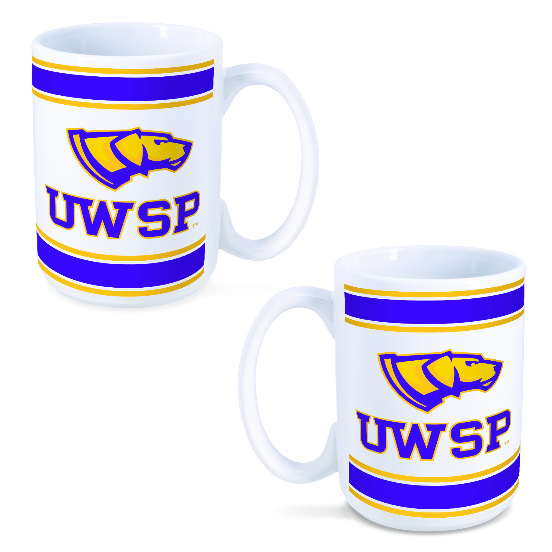 Product image 1 of 1 for UWSP Dog Head Stripe Ceramic Mug, White