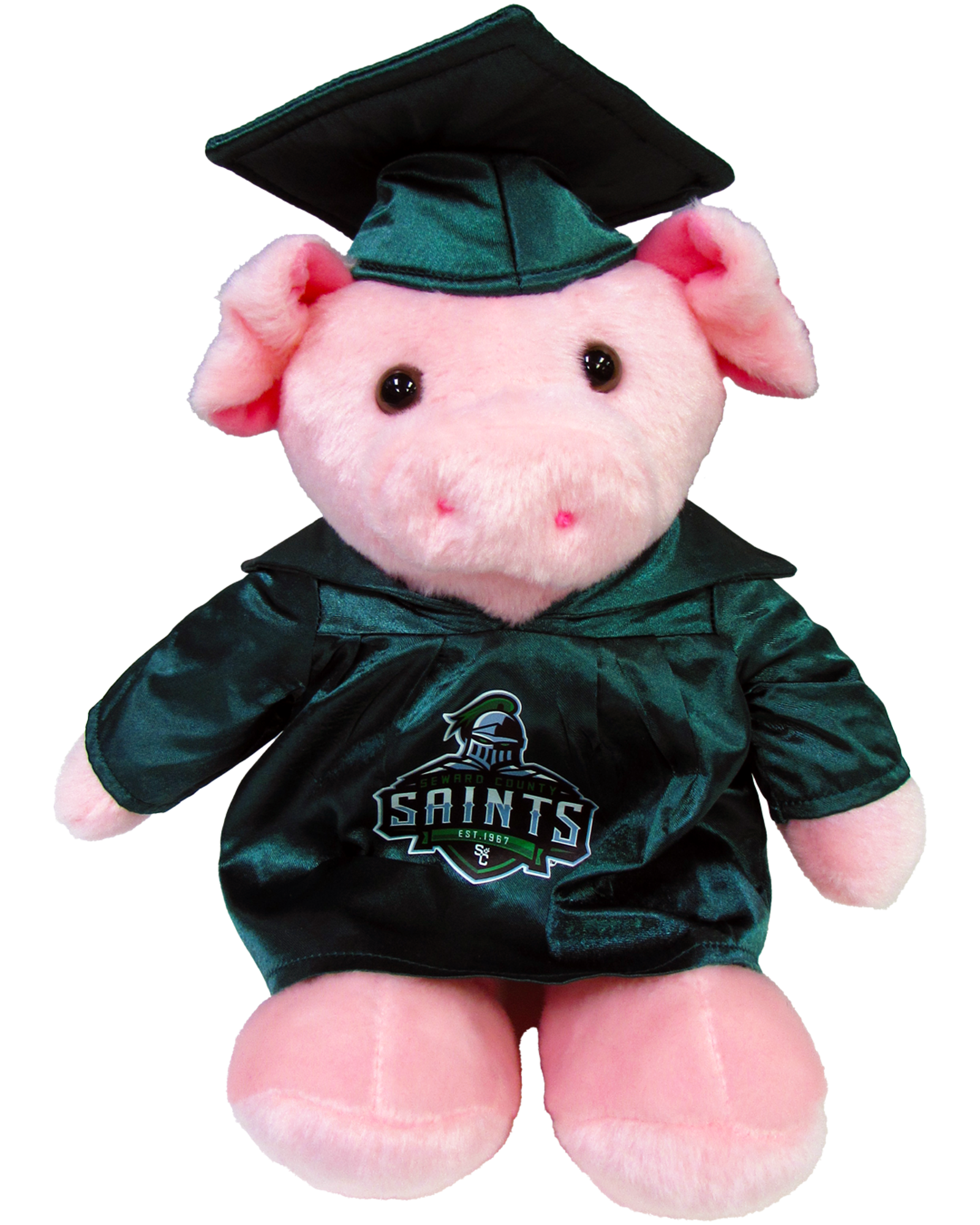 Product image 1 of 4 for Graduation Pig Green Cap & Gown 11"