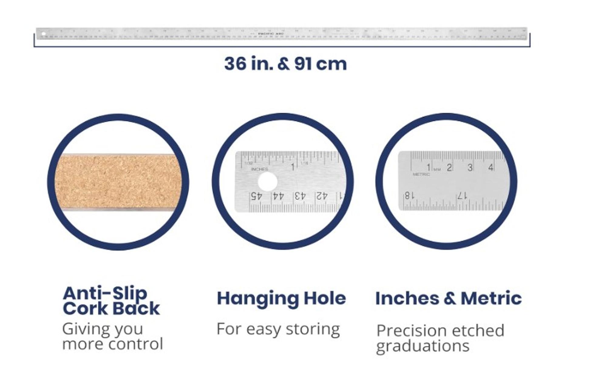 image of: PA Stainless Steel Rulers w/ rubber back