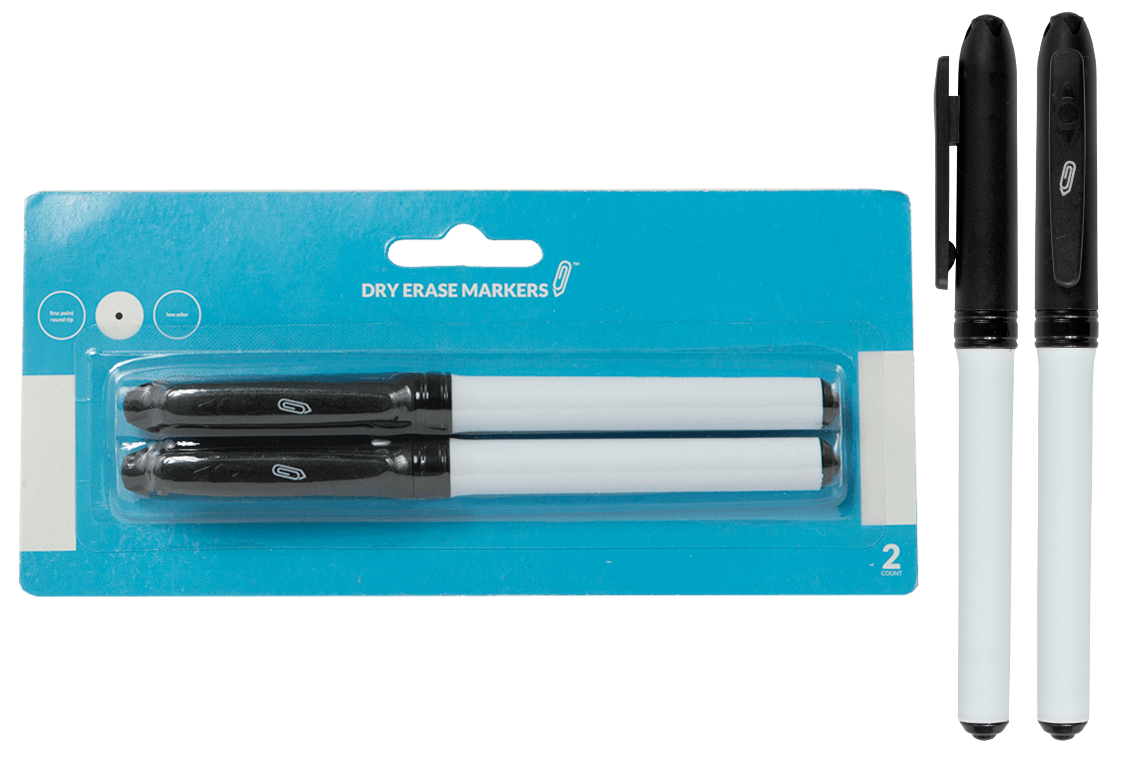 image of: Dry Erase Markers Fine Point Black 2pk