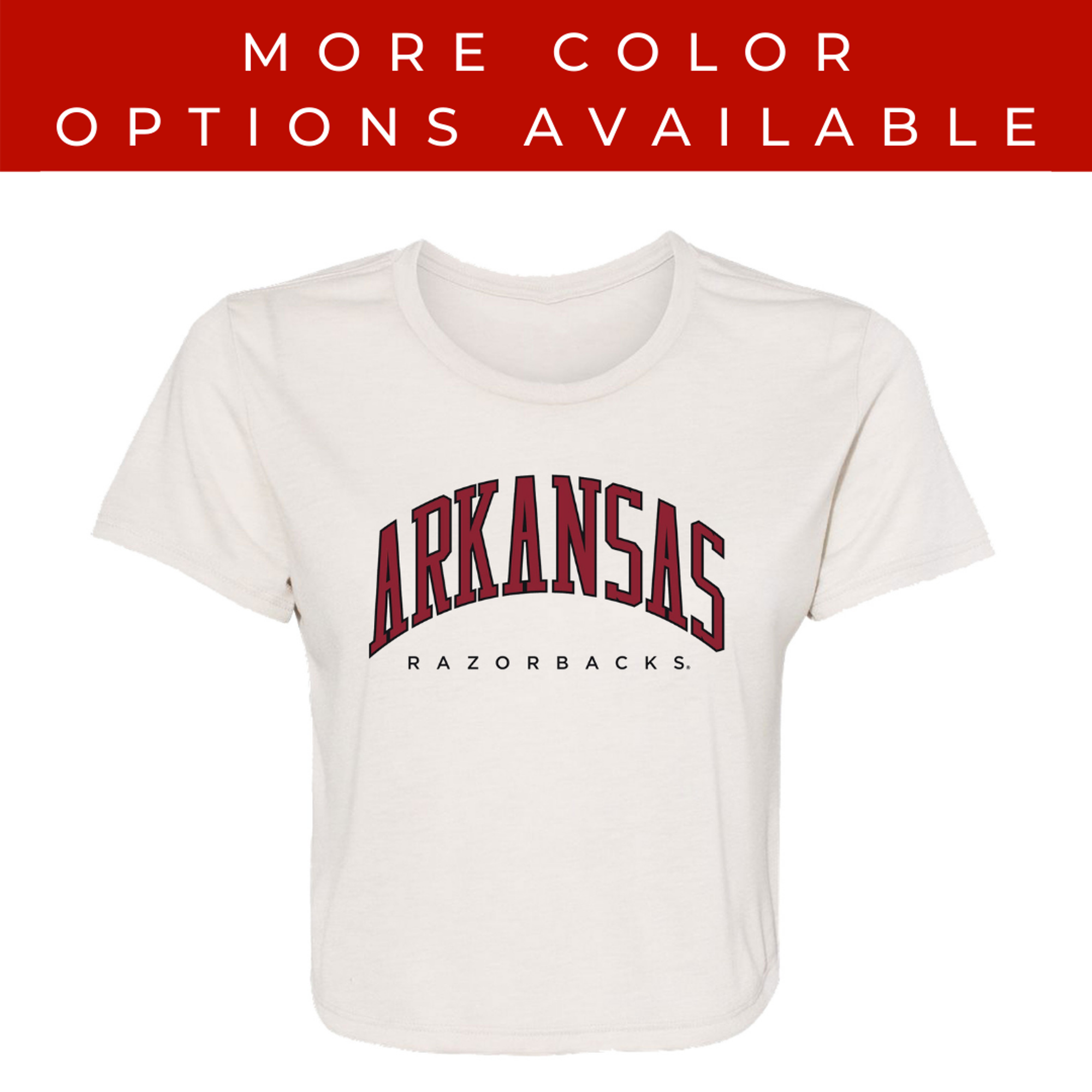 image of: zz Arkansas Razorbacks Women's Classic Font Cropped Short Sleeve Tee
