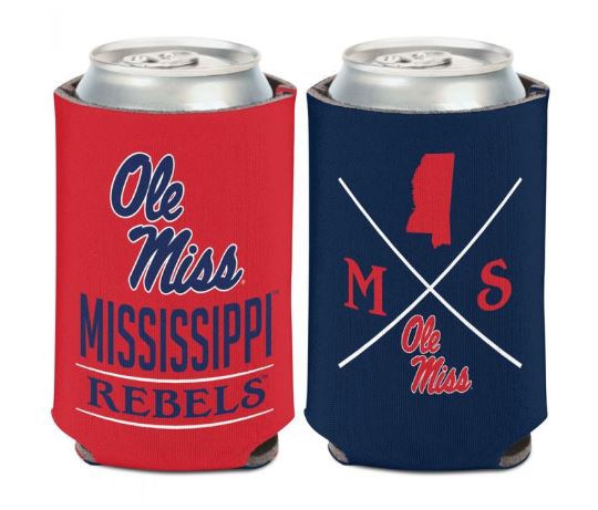 image of: Ole Miss Hipster Reversible Can Cooler Navy/Red