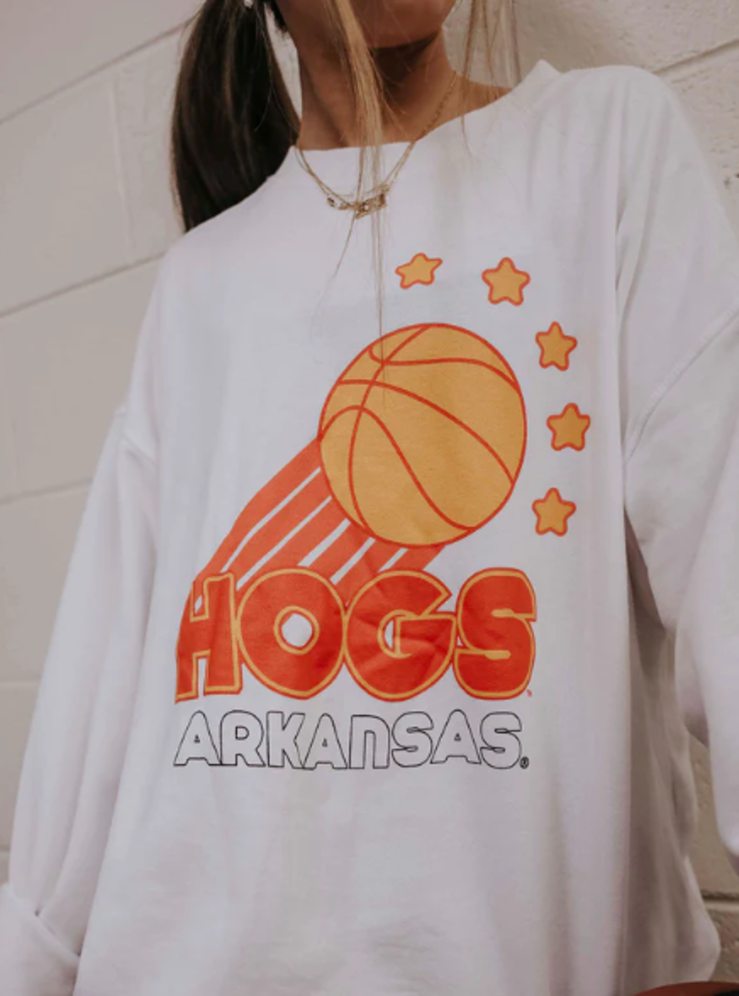 image of: Arkansas Razorbacks Charlie Southern HOGS Basketball Campus Crew - White