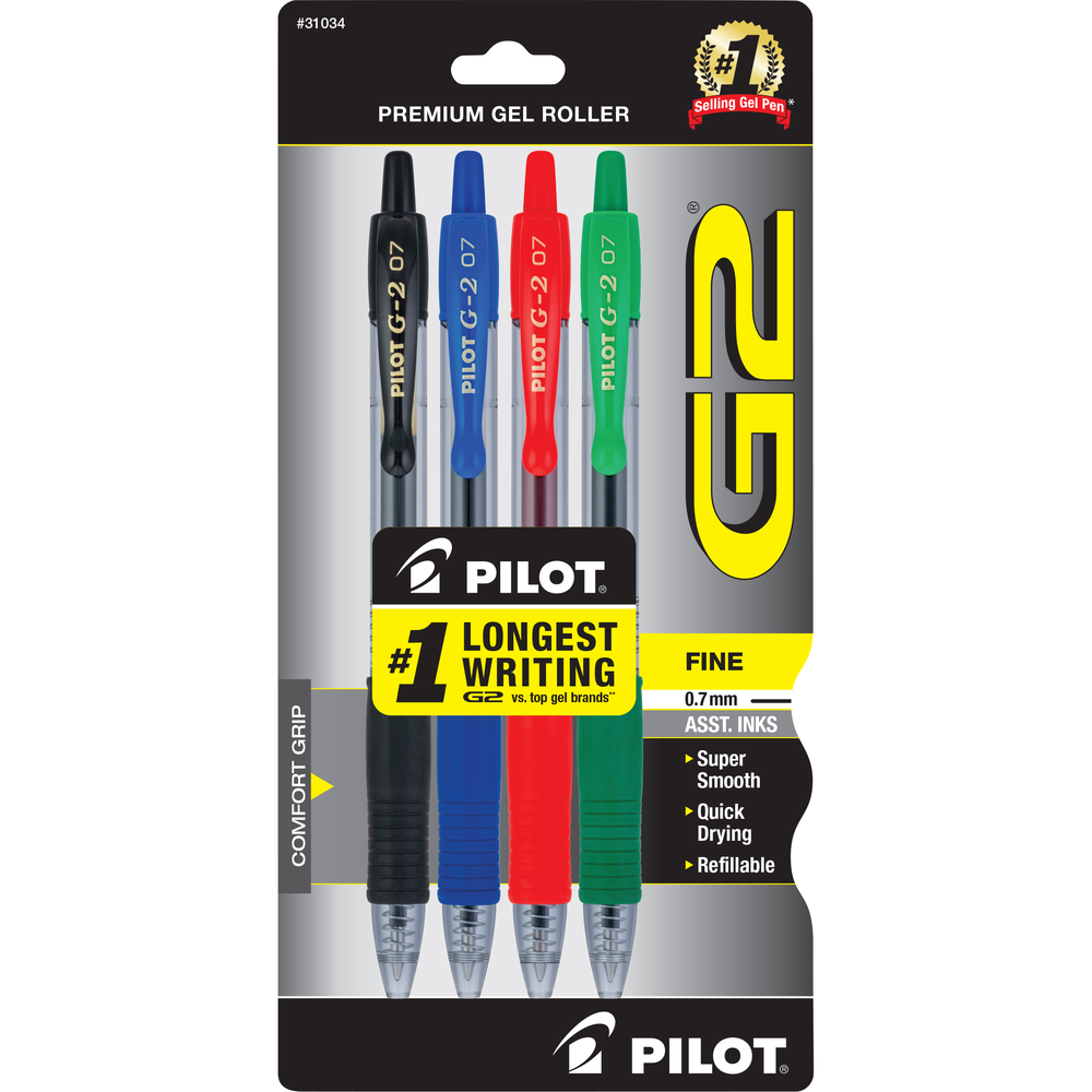 Product image 1 of 1 for Pilot - G2 Retractable Gel Pen - Assorted, 4pk
