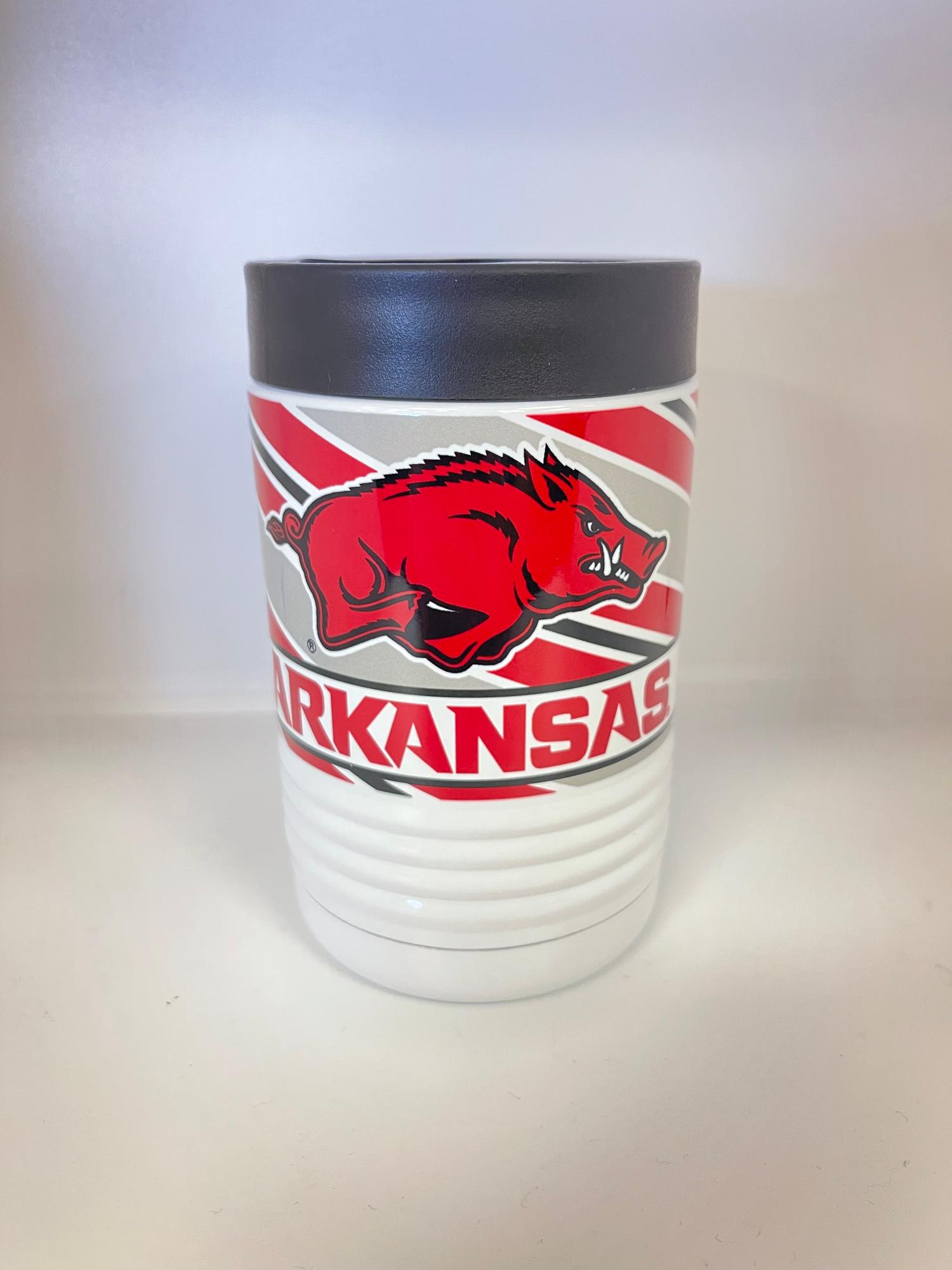 image of: Arkansas Razorbacks Striped Metal Can Cooler