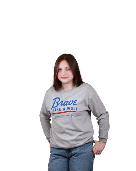BRAVE LIKE A WOLF YOUTH TSHIRT UWG SHIELD LOGO; $12.99