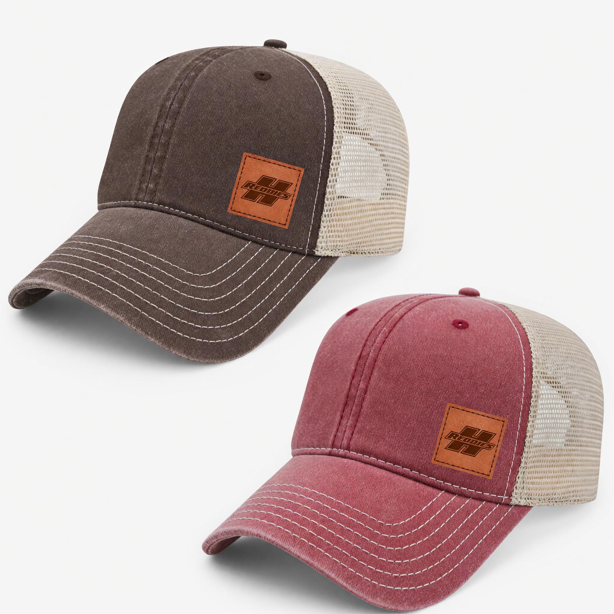 Product image 1 of 3 for * FINAL SALE * Reddies Leather Patch Washed Pigment Dyed Trucker Mesh Cap
