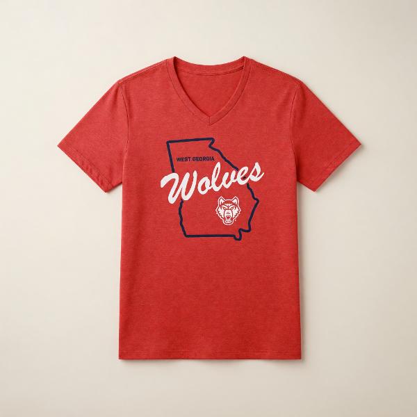 WEST GA STATE OUTLINE NIKE TRI-BLEND SS MID-V; $24.99