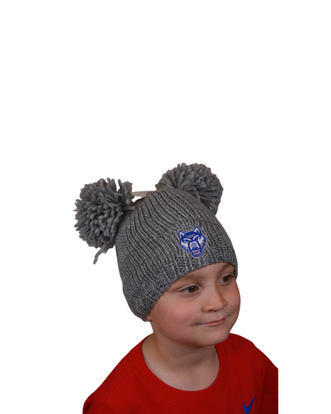 WOLF LOGO REY YOUTH POM POM BEANIE; $14.99