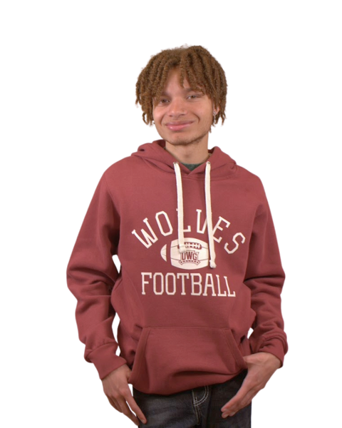 VINTAGE FLEECE HOOD WOLVES FOOTBALL; $29.99
