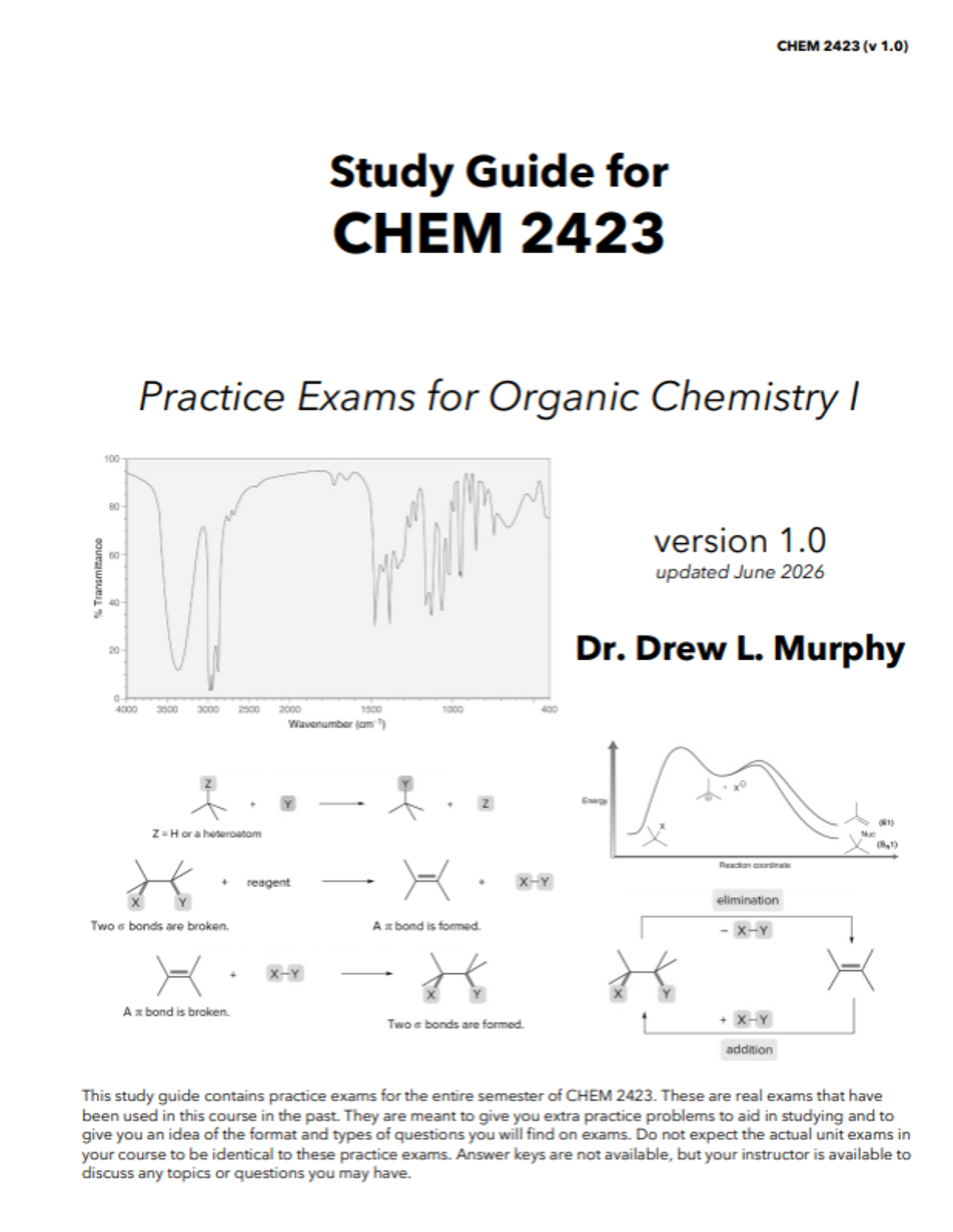 Cover image for CHEM 2423: Organic Chemistry I Study Guide