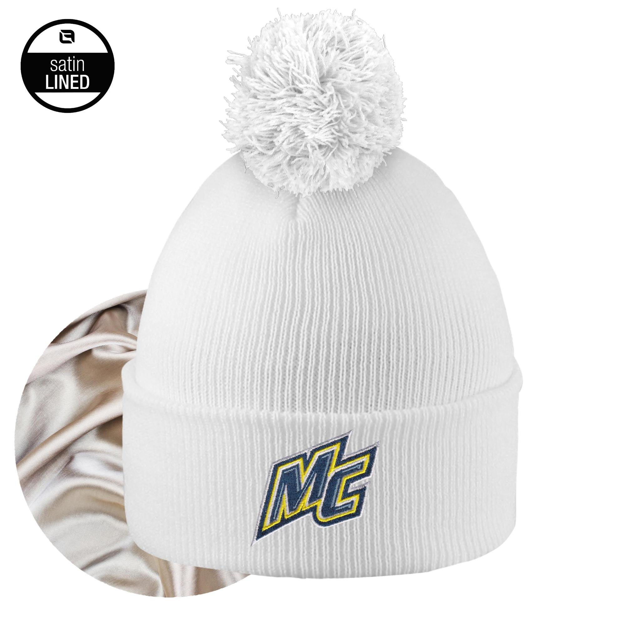 image of: White MC Satin Lined Knit Cuff Beanie
