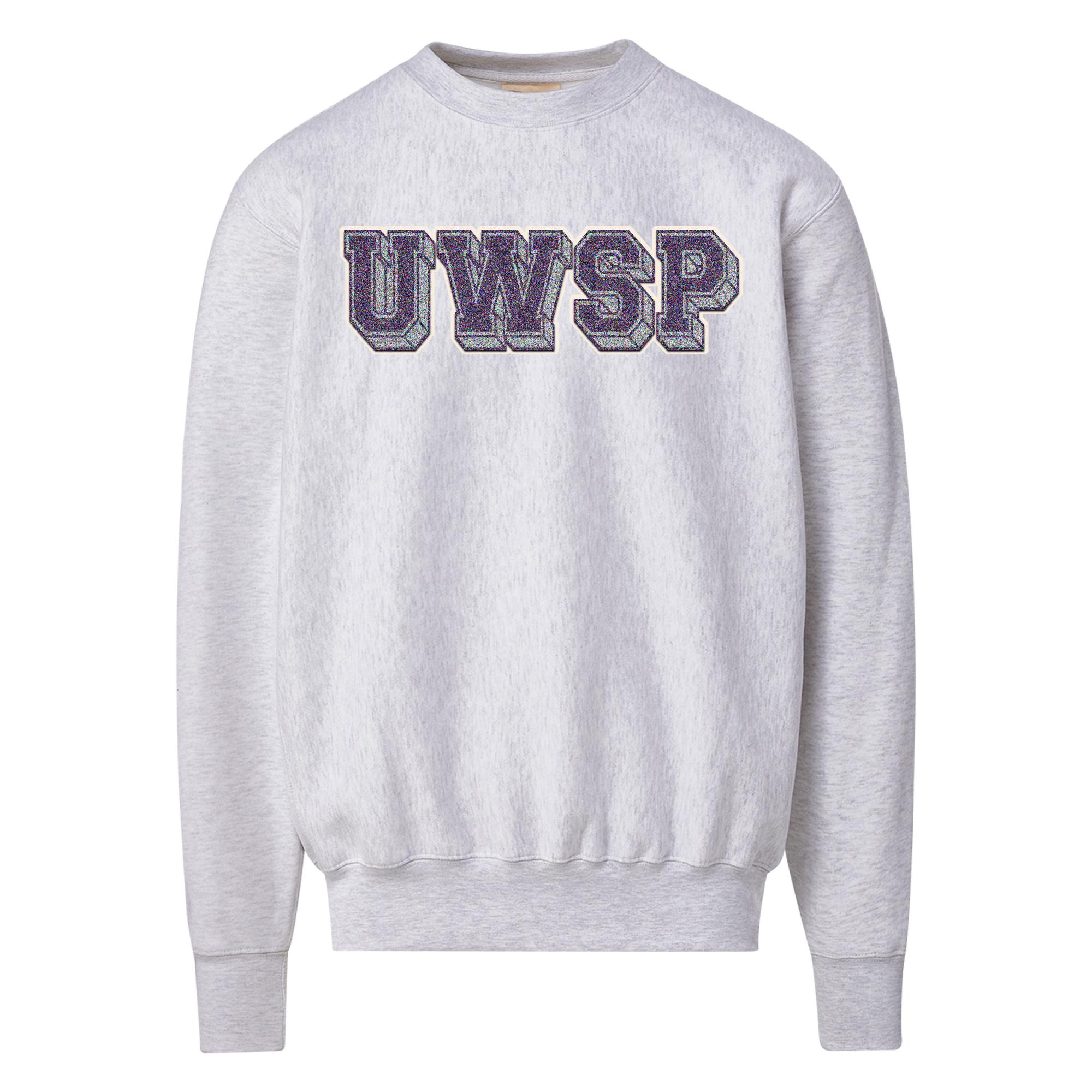 Product image 1 of 1 for UWSP Pro-Weave Crewneck Sweatshirt, Bold Distressed Logo, Marble Heather