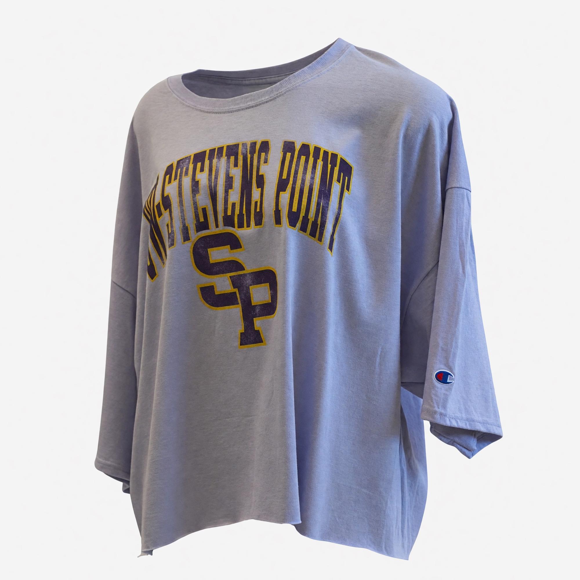 Product image 1 of 2 for University of Wisconsin Stevens Point Boyfriend Crop Tee, Purple