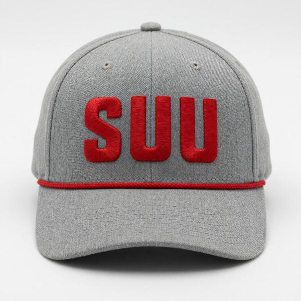 CAPX HAT GRAY SUU IN RED; $34.00