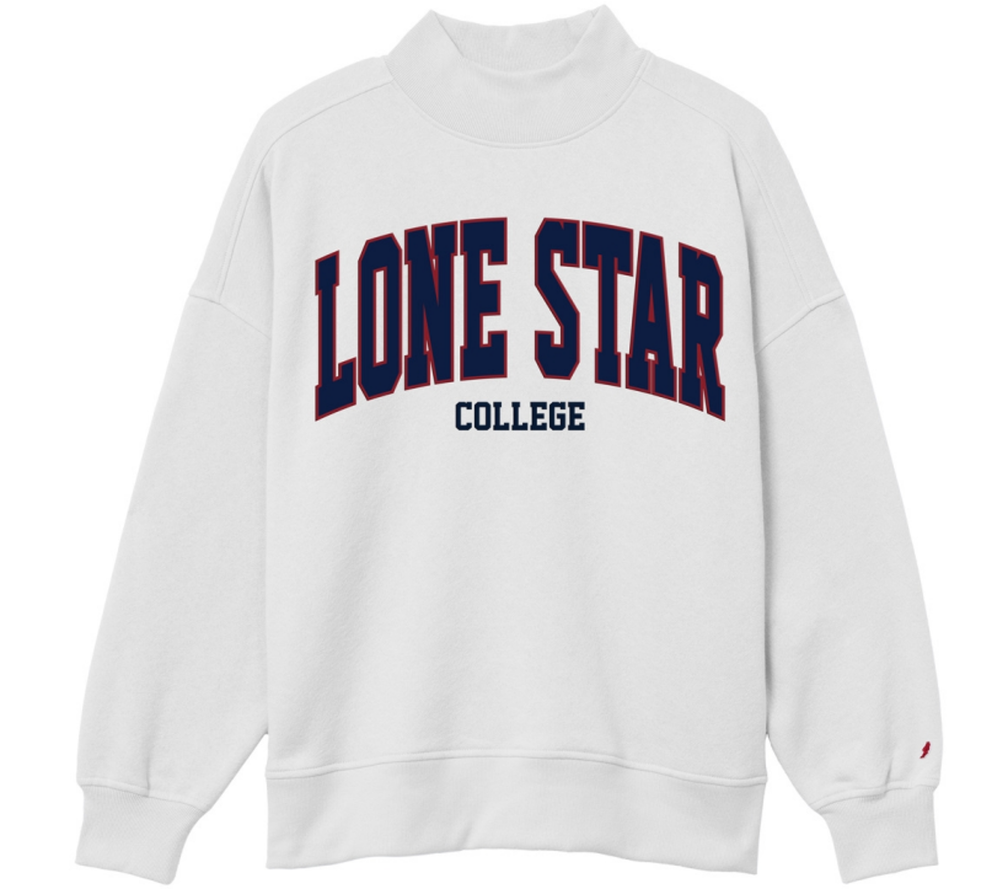 image of: Lone Star College Arch Felt Diana Mock-Neck Sweatshirt, White