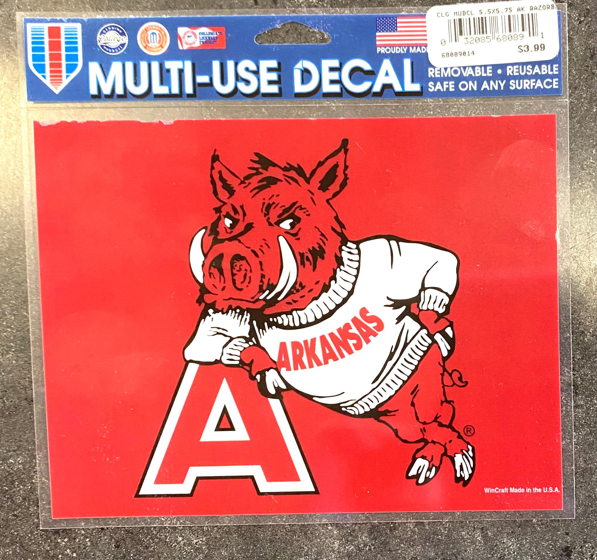 image of: Arkansas Razorbacks 5'' Vintage Leaning Hog Decal