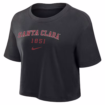 image of: Santa Clara Broncos Nike Women's Dri-Fit Cotton Crop Short Sleeve Tee, Black