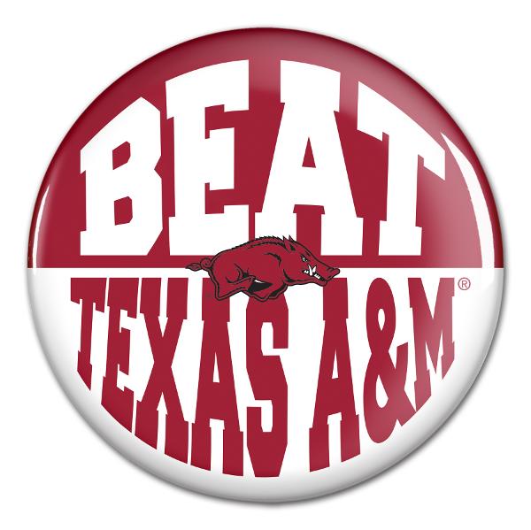 Arkansas Razorbacks Arched Crimson Beat Texas A&M Gameday Button; $3.99
