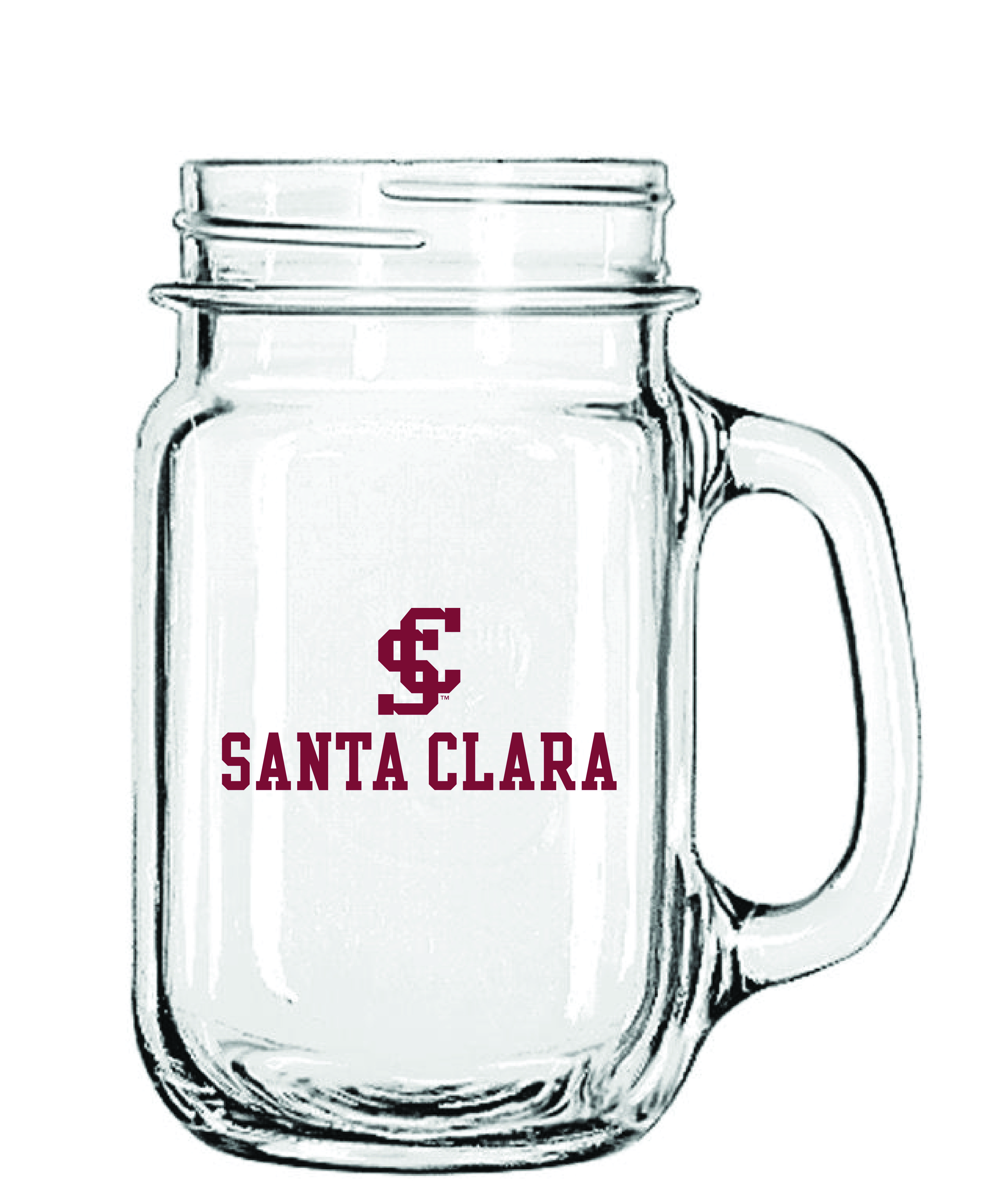 image of: Santa Clara Broncos 16oz Glass Mason Jar