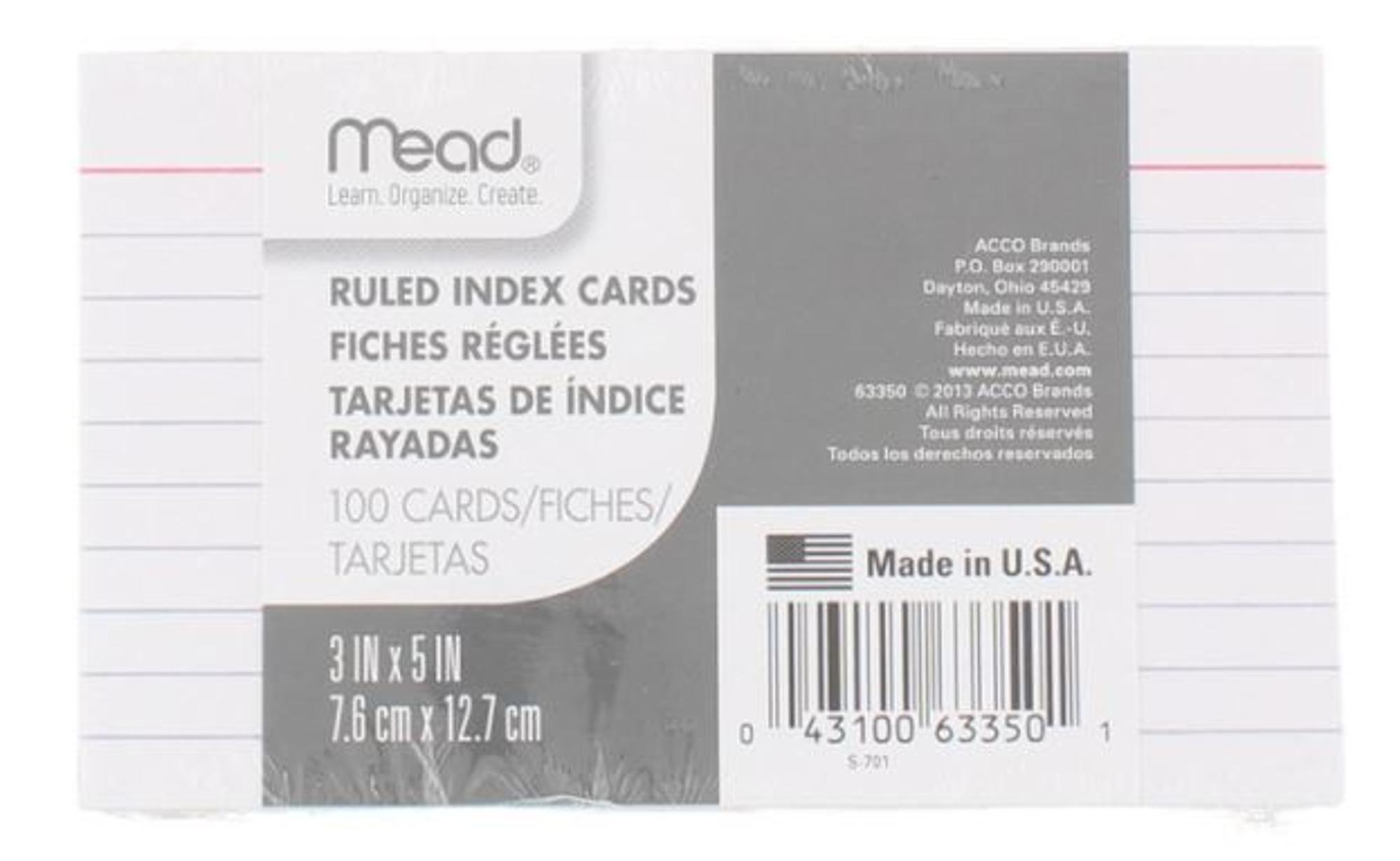 image of: Mead Ruled Index Flash Cards 3x5