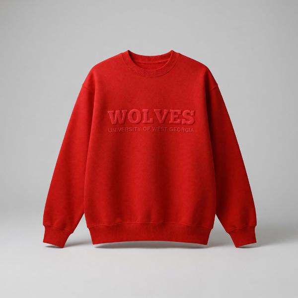 Wolves Red Puff Crew; $49.99