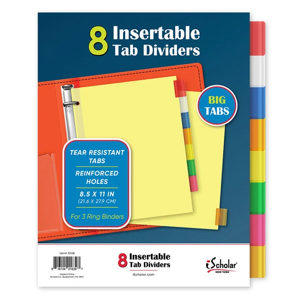 Product image 1 of 1 for 8 Tab Paper Index Dividers, 8.5x11