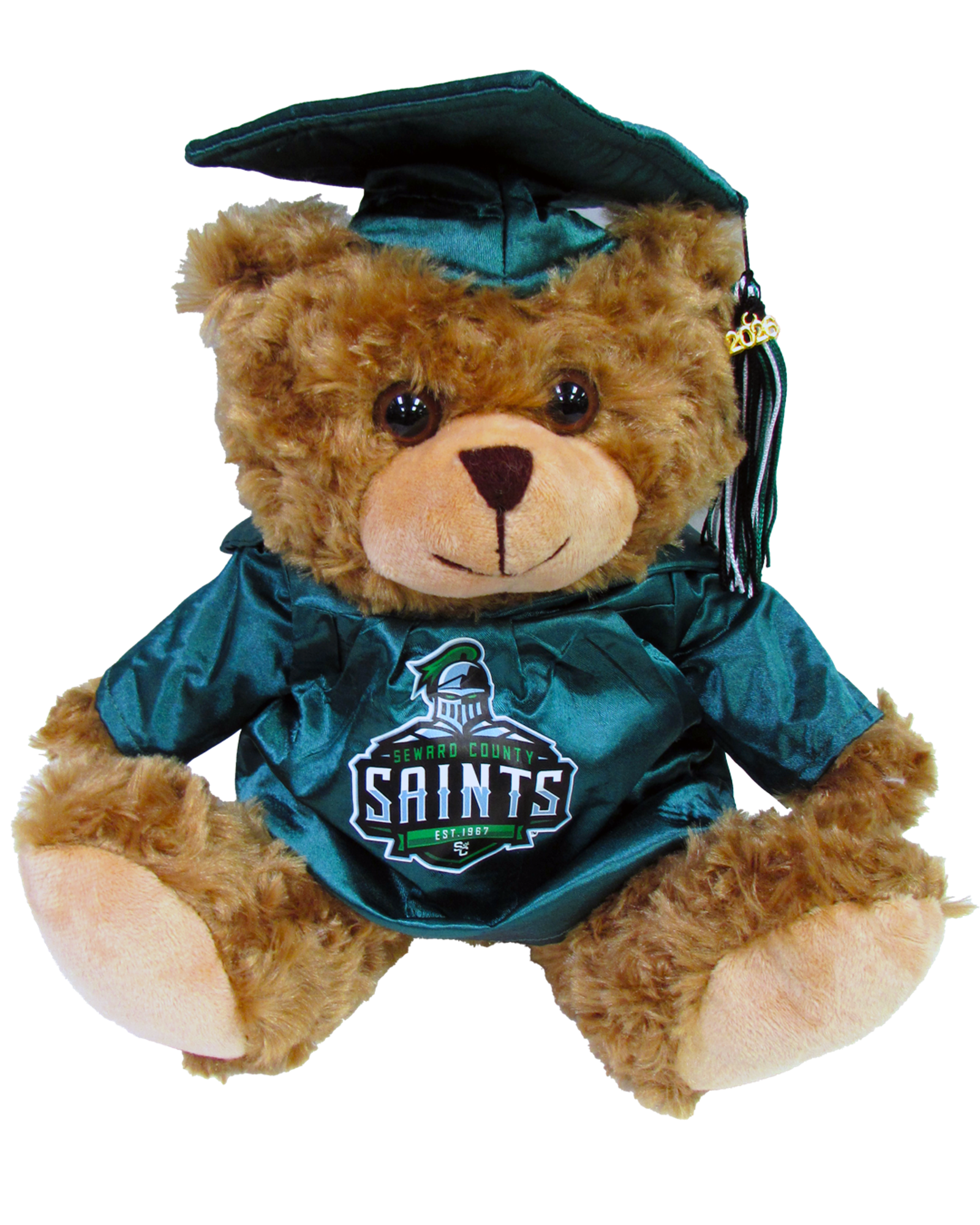 Product image 1 of 3 for Graduation Mocha Bear Green Cap & Gown 11"