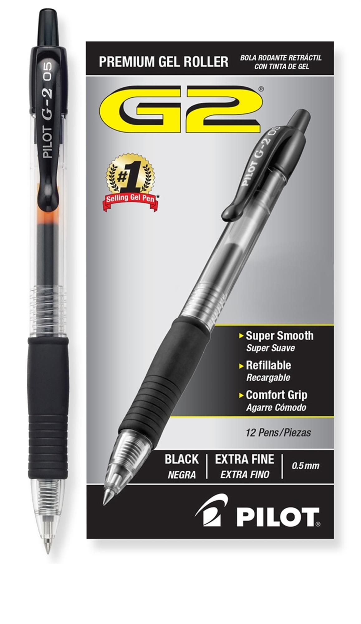 image of: Pilot G2 Retractable Gel Pen Extra Fine Blk