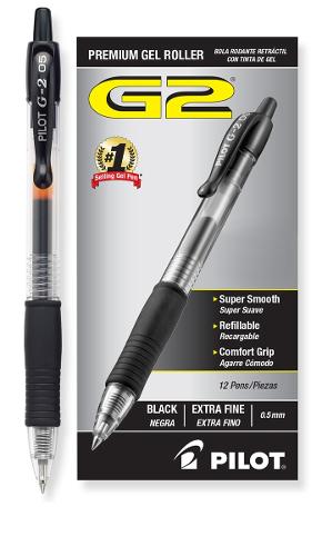 Pilot G2 Retractable Gel Pen Extra Fine Blk; $2.79