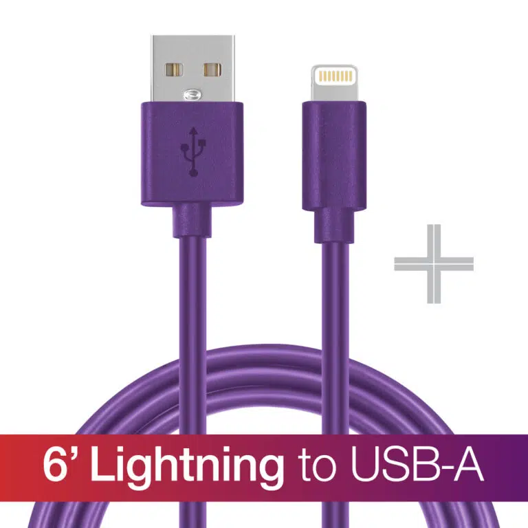 image of: CABLE 6' LIGHTNING USB-A PURPLE