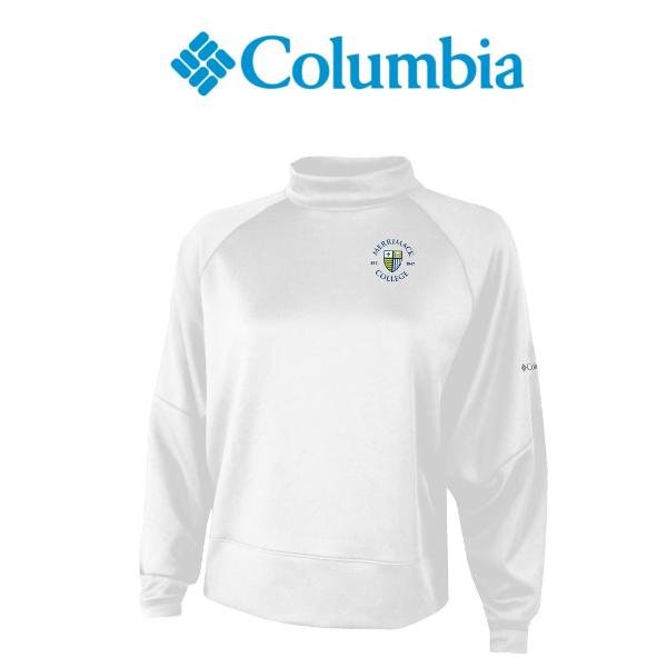Women's Par-Performance Mock Neck White Shield; $79.99