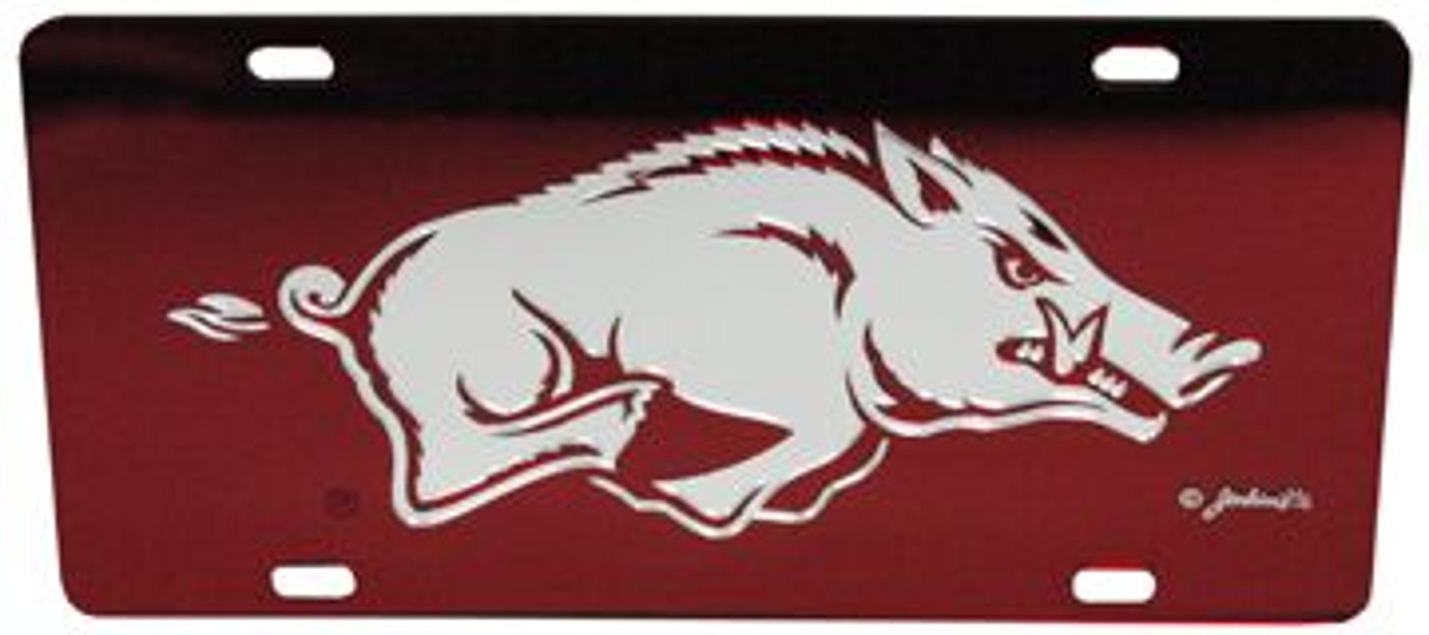 image of: Arkansas Razorbacks Jenkins Red Logo Crystal Mirror License Plate
