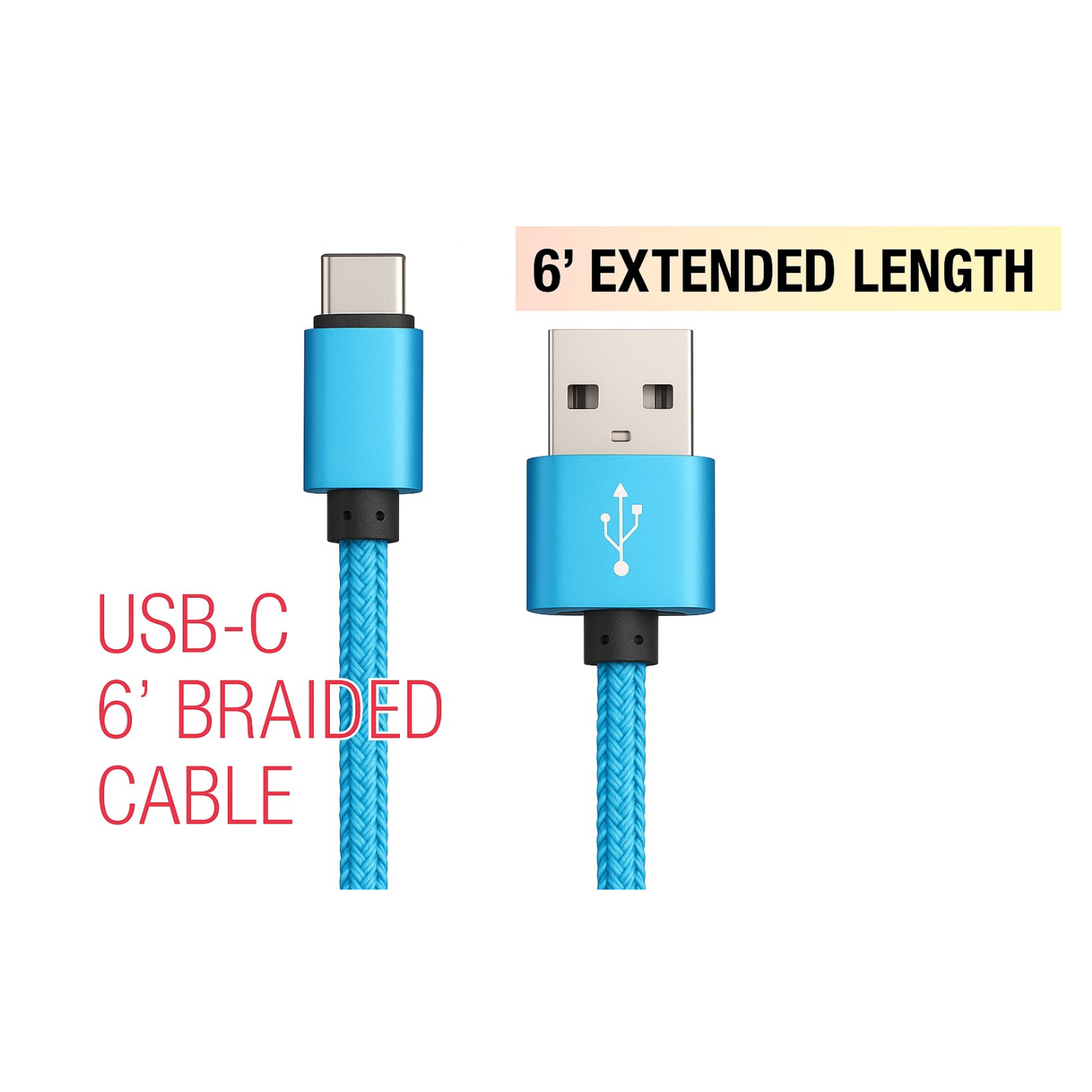 Product image 1 of 1 for 6' USB-C to USB-A Braided Blue