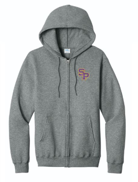 UWSP SP Embroidered Core Fleece Full-Zip Hooded Sweatshirt, Graphite Heather; $63.98