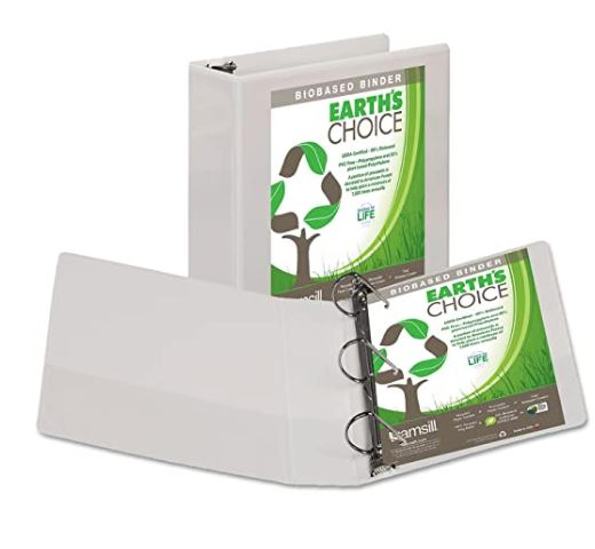 image of: Earth's Choice Biobased D-Ring View Binder White
