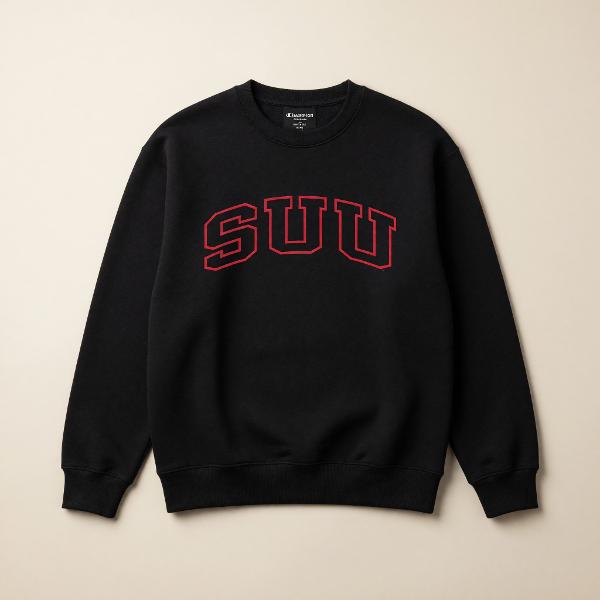 CHAMPION CREW BLACK SUU IN RED; $49.99