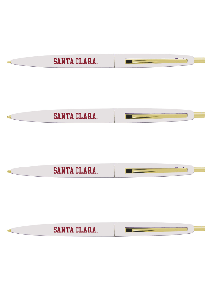 Santa Clara Broncos Bic Click Grip Pen, White & Gold, 4 Pack; $12.98