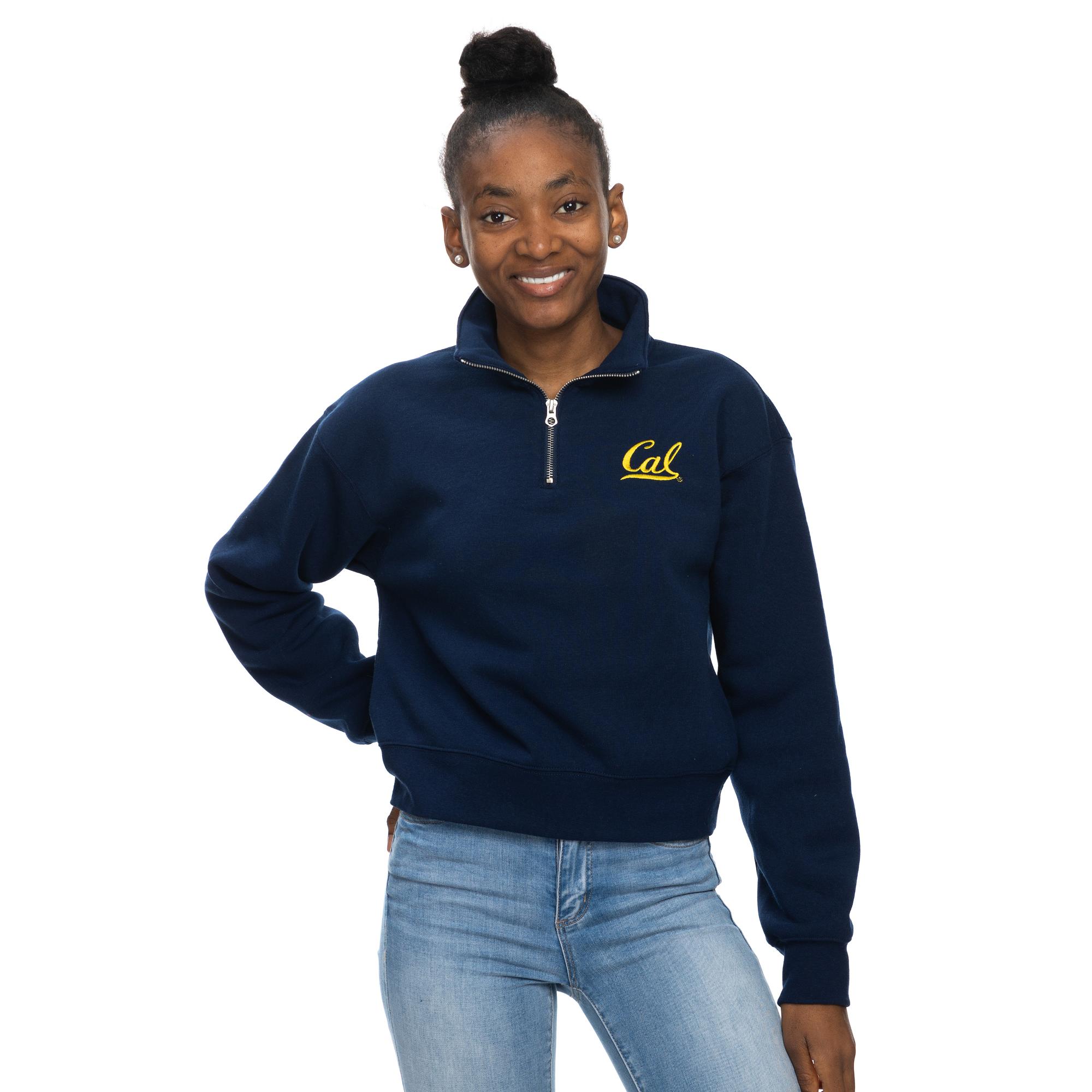Product image 1 of 1 for Women's 1/4 Zip Crop Embroidered Cal Logo