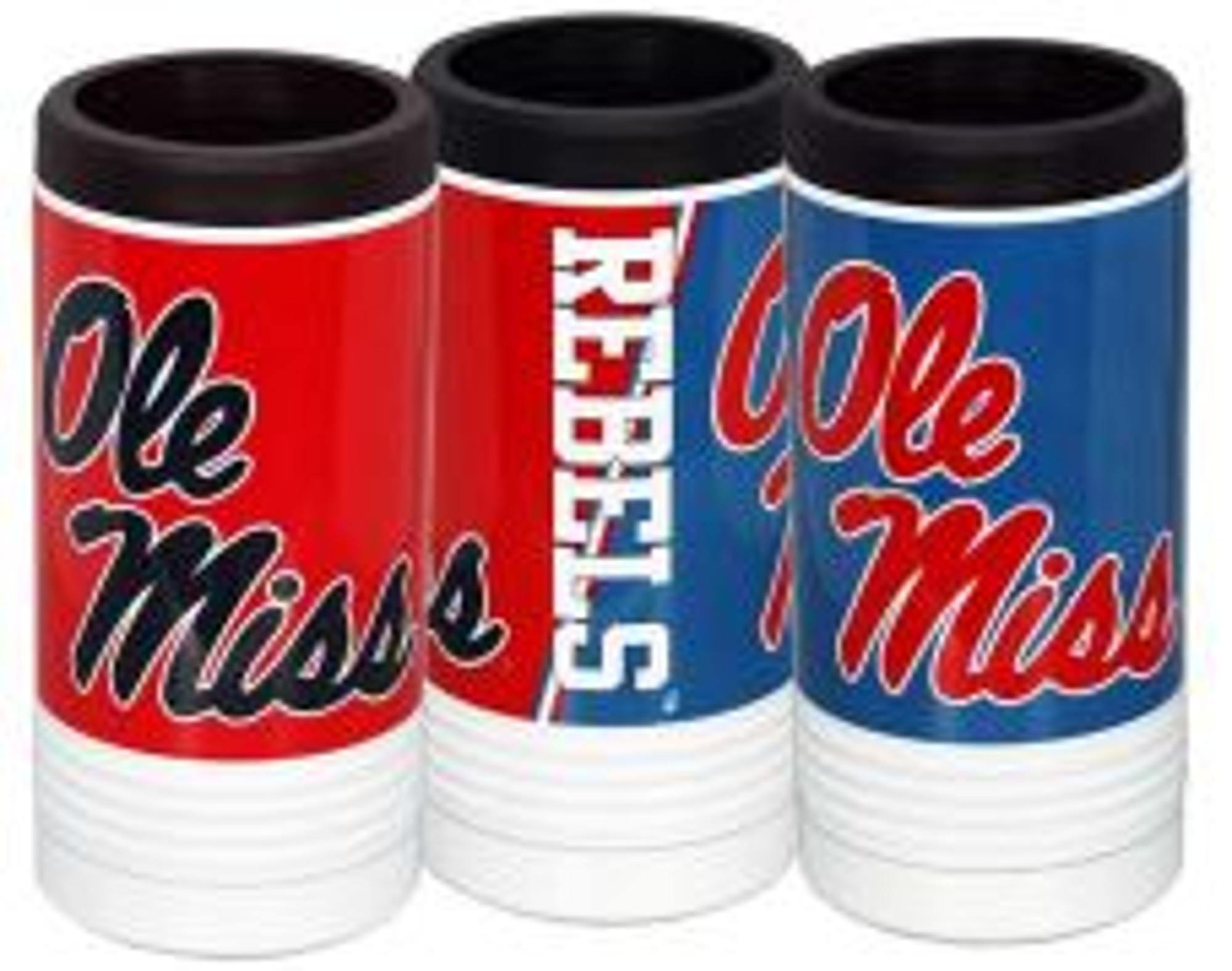 image of: Ole Miss Metal Insulated Slim Can Koolie Split Color