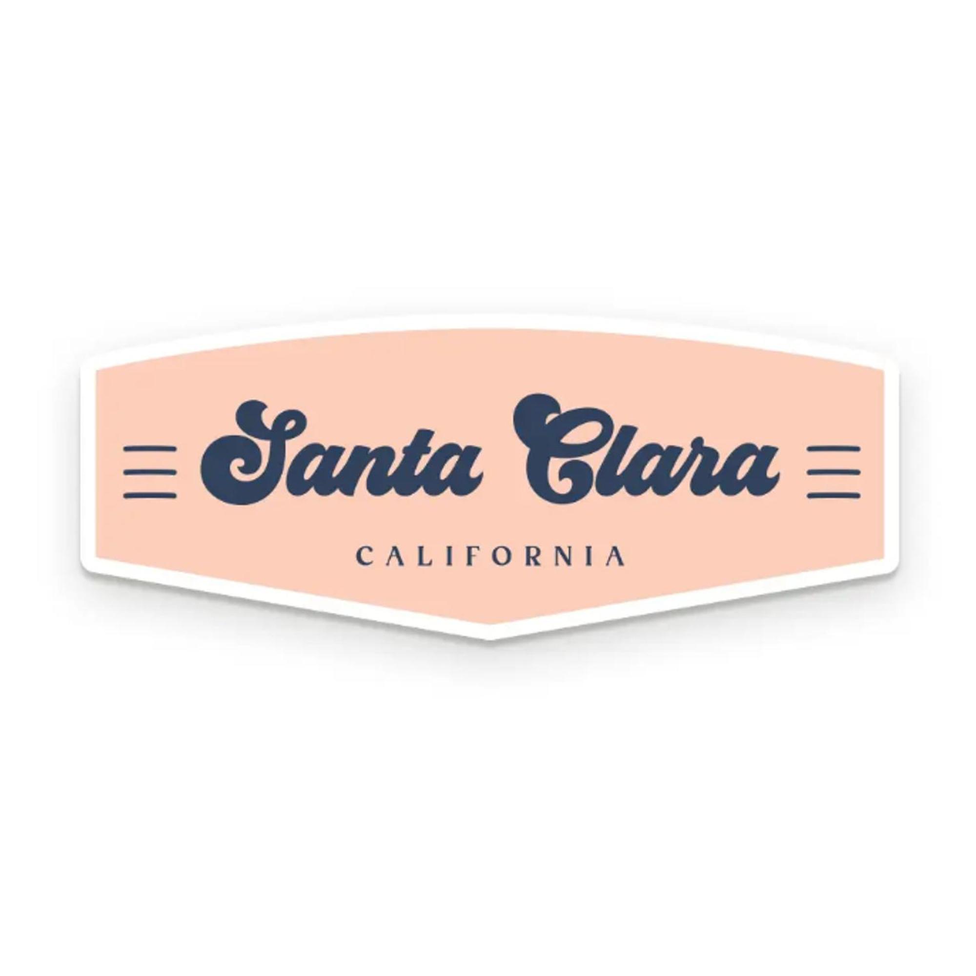 Santa Clara California Retro Sticker, Blush & Navy