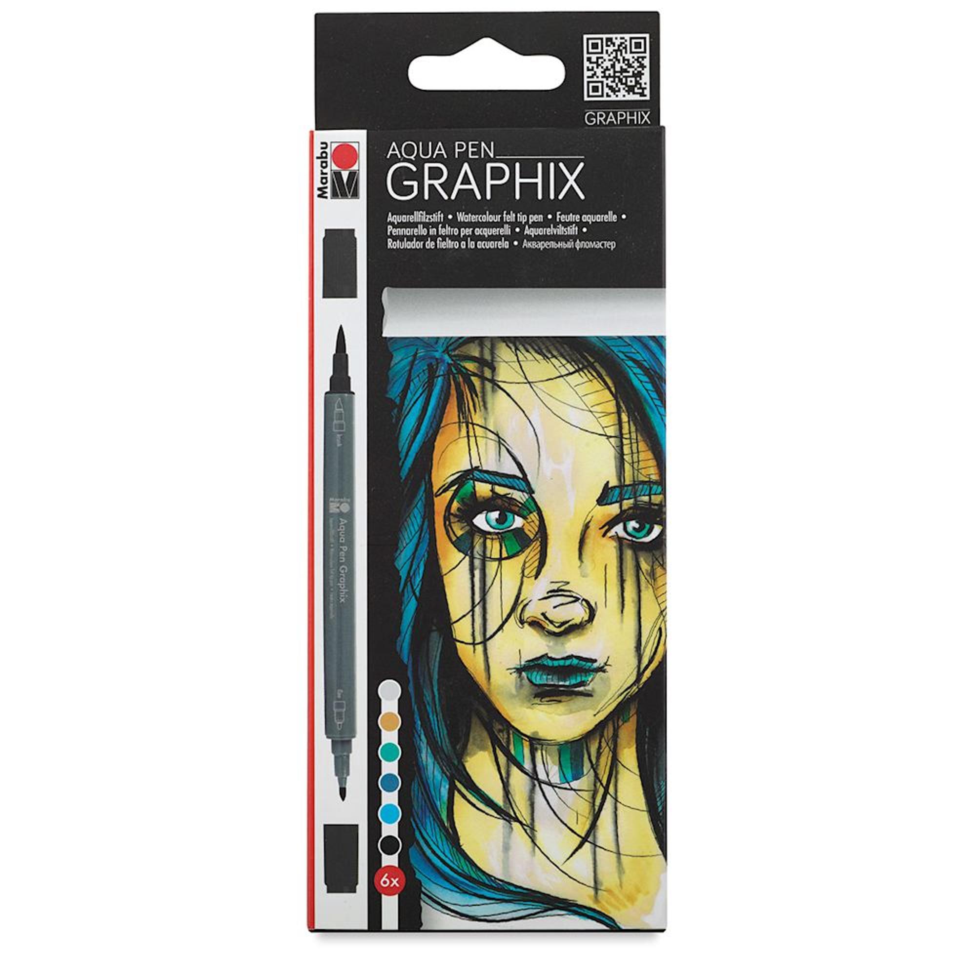Product image 1 of 1 for Marabu Graphix Aqua Pen, Metropolitan, Set of 6